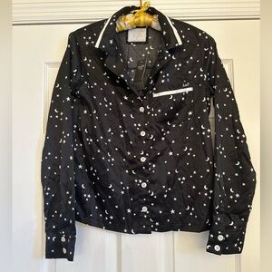 Abercrombie & Fitch Black Star Satin Pajama Top ONLY Womens XS NEW